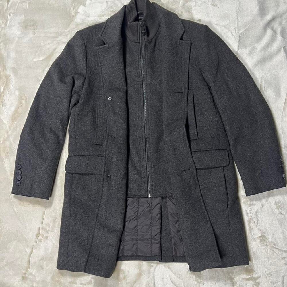 Marc New York Andrew Marc Men's Charcoal Gray Wool Blend Overcoat Large